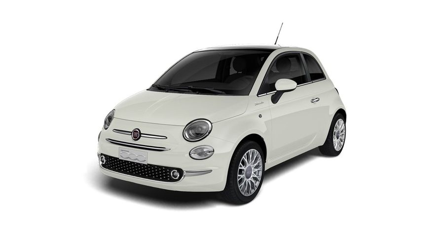 Fiat 500 auto a noleggio disponibile all'aeroporto di Rodi